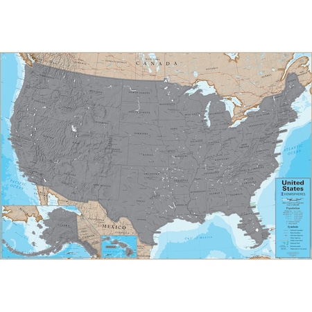 Hemispheres Scratch Off USA 24'' x 36'' Laminated Wall Map SCR02